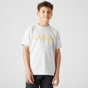 Boys Breathable Cotton T-Shirt 500 - Light Grey