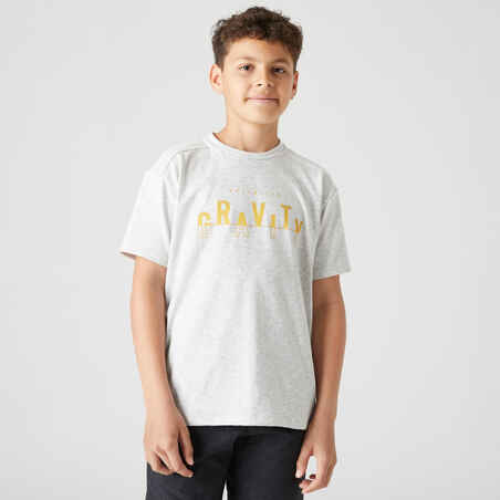 Kids' Breathable Cotton T-Shirt 500 - Light Grey