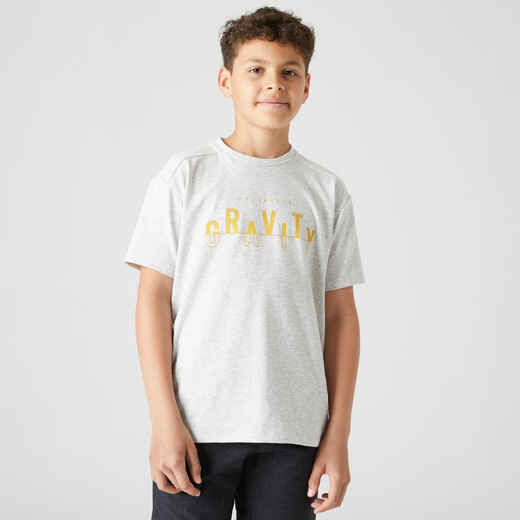 
      Kids' Breathable Cotton T-Shirt 500 - Light Grey
  