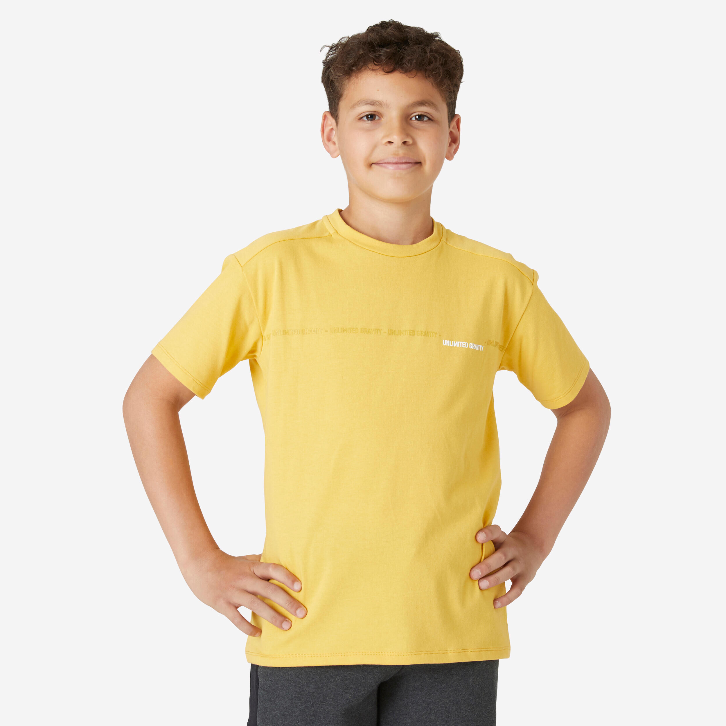 DOMYOS Kids' Breathable Cotton T-Shirt 500 - Yellow