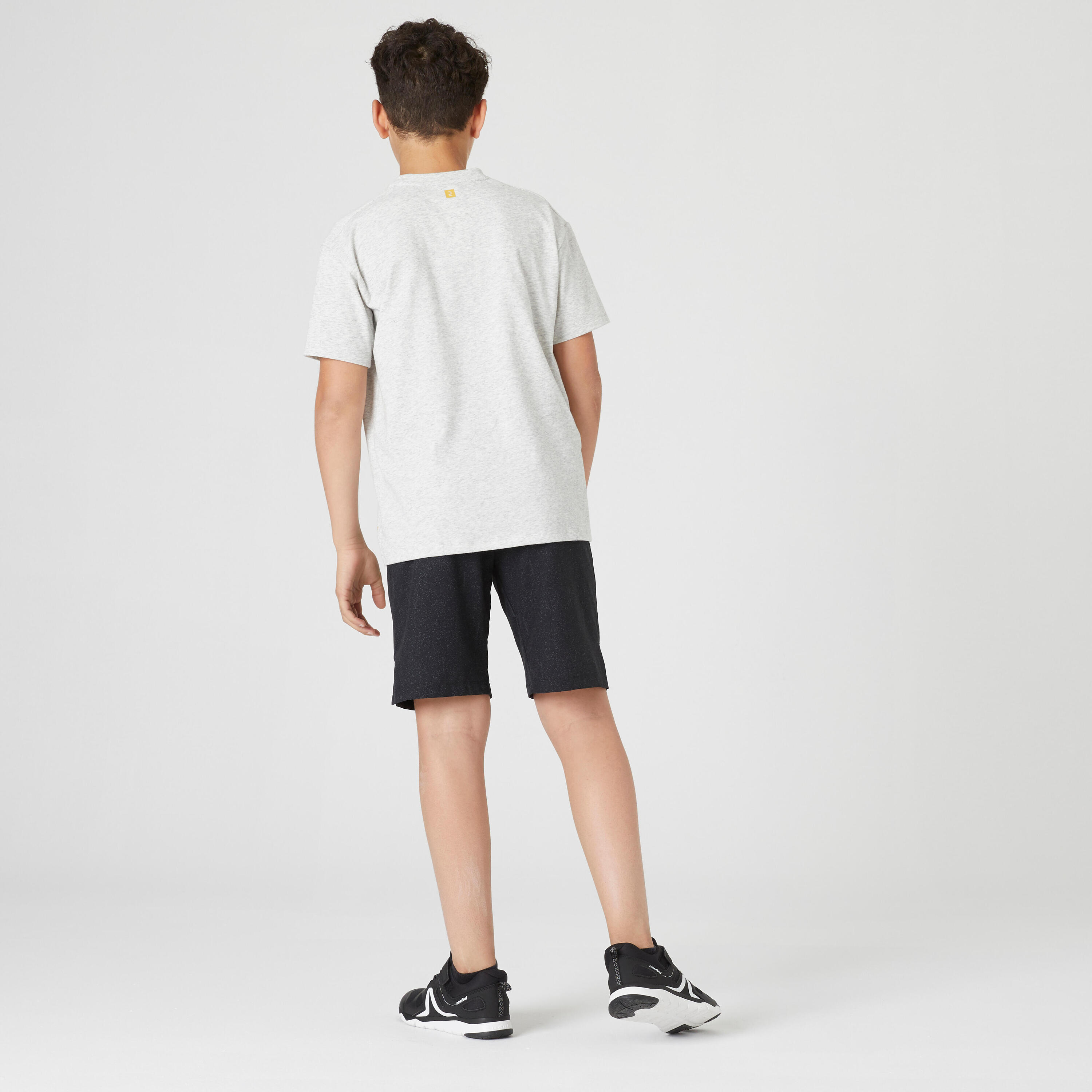 Kids' Breathable Cotton T-Shirt 500 - Light Grey 4/9