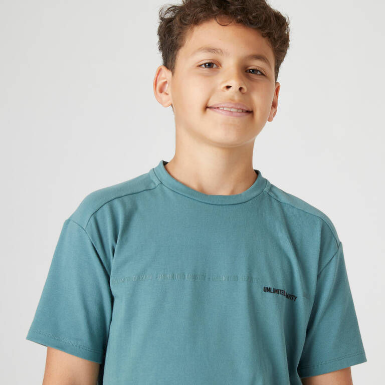 Kids' Breathable Cotton T-Shirt 500 - Khaki
