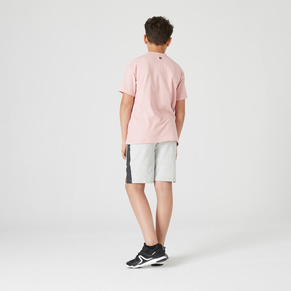 Kids' Breathable Cotton T-Shirt 500 - Khaki