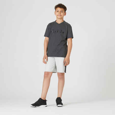 Kids' Breathable Cotton T-Shirt 500 - Dark Grey