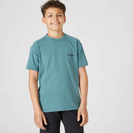 Kids' Breathable Cotton T-Shirt 500 - Khaki