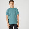 Camiseta gimnasia manga corta algodón transpirable Niños Domyos 500 verde