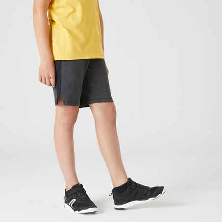 Kids' Cotton Shorts 500 - Dark Mottled Grey