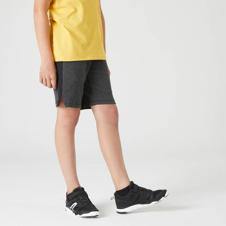 Kids' Cotton Shorts 500 - Dark Mottled Grey