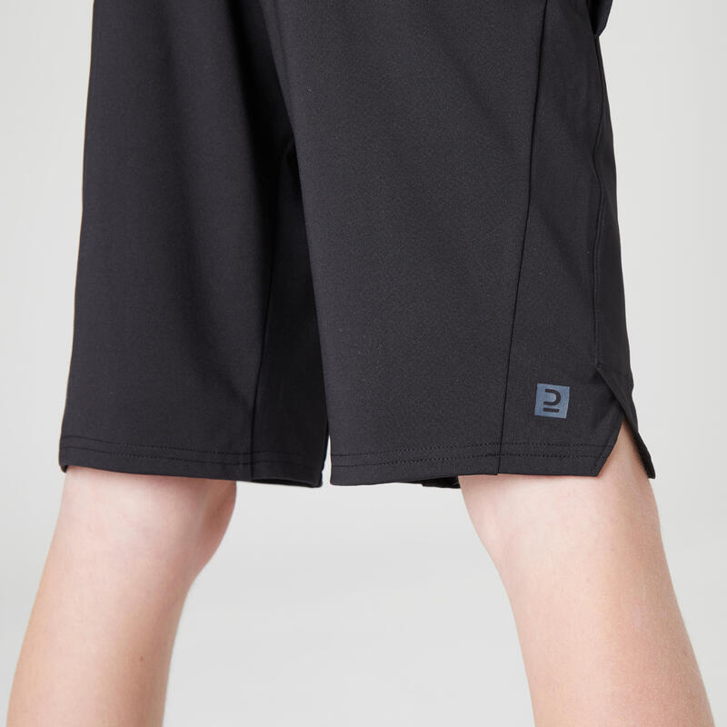 Kids' Breathable Cotton Shorts S500 - Black