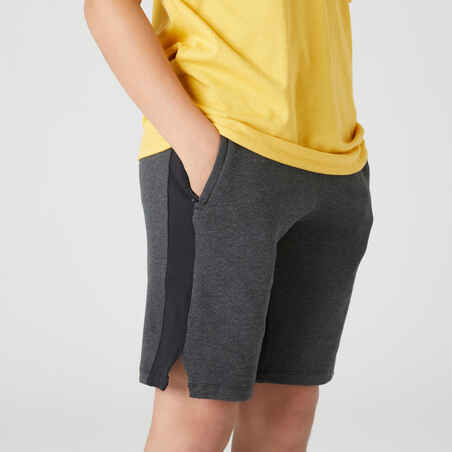 Kids' Cotton Shorts 500 - Dark Mottled Grey