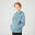 Warme hoodie voor kinderen 500 uniseks kakigroen met print