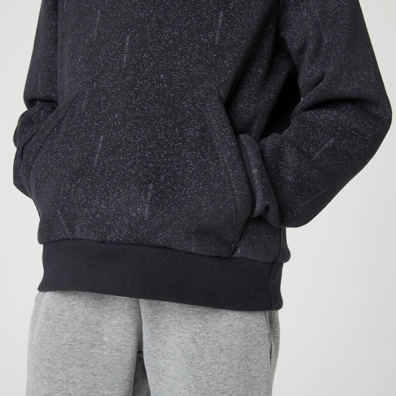 Sweat à capuche coton enfant - noir imprimé