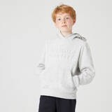 Kids' Brushed Jersey Hoodie 500 - Light Grey Marl/Print