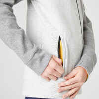 Kids' Breathable Cotton Zip-Up Hoodie 900 - Light Grey Marl