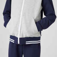 Kids' Warm Tracksuit 500 - Grey/Navy Jacket, Navy Bottoms