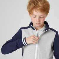 Kids' Warm Tracksuit 500 - Grey/Navy Jacket, Navy Bottoms