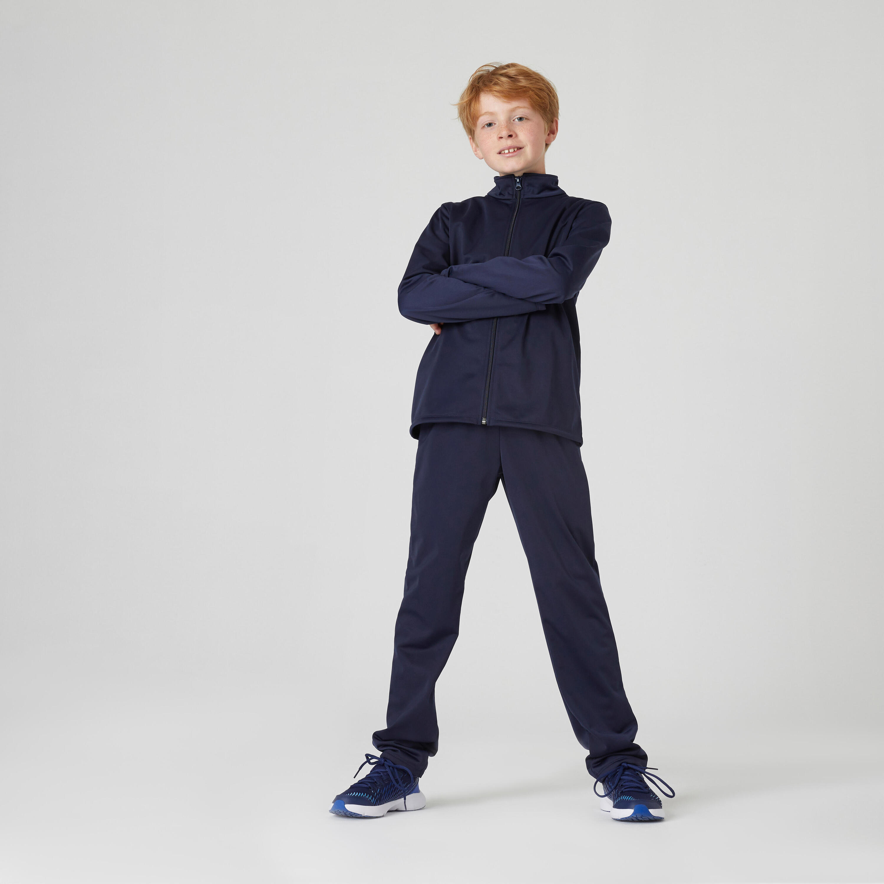 DOMYOS Kids' Synthetic Breathable Tracksuit Gym'Y - Navy Blue