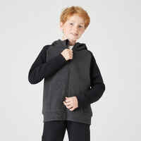 Kids' Breathable Cotton Zip-Up Hoodie 900 - Medium and Dark Grey Marl