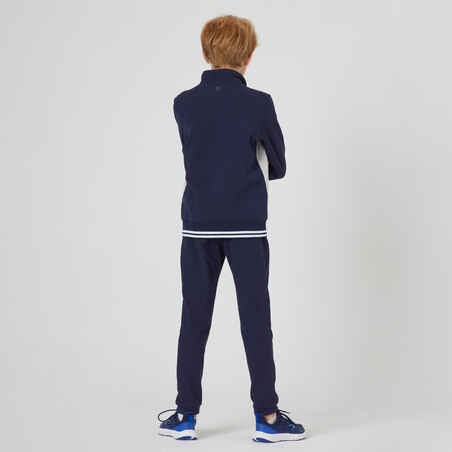 Kids' Warm Tracksuit 500 - Grey/Navy Jacket, Navy Bottoms