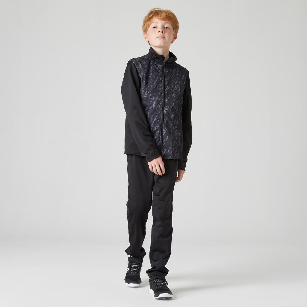 Kids' Breathable Synthetic Tracksuit Gym'y - Black & Print