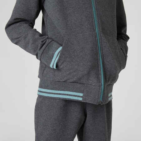 Kids' Brushed Jersey Tracksuit 500 - Dark Grey Marl