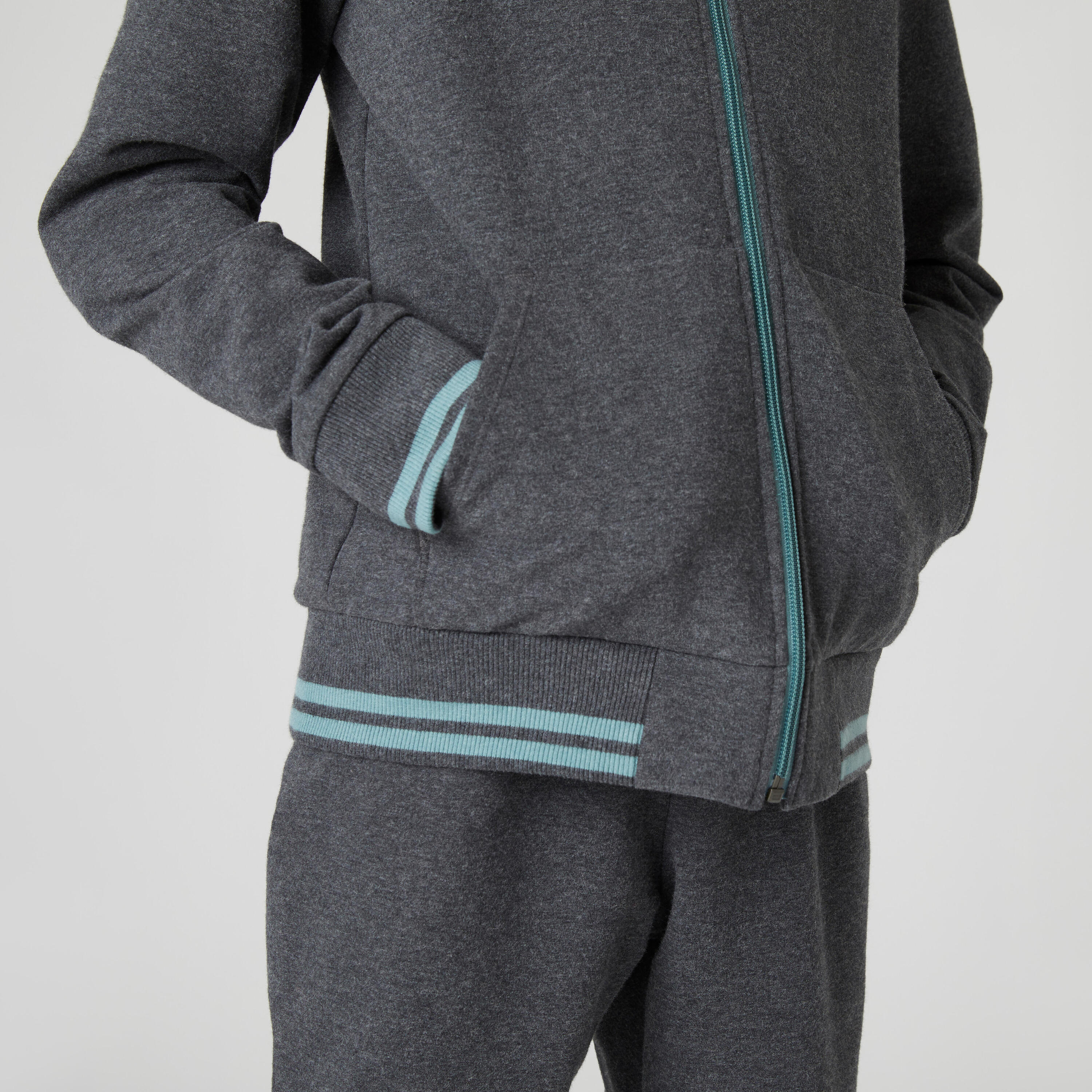 Kids' Warm Tracksuit 500 - Dark Mottled Grey 4/5