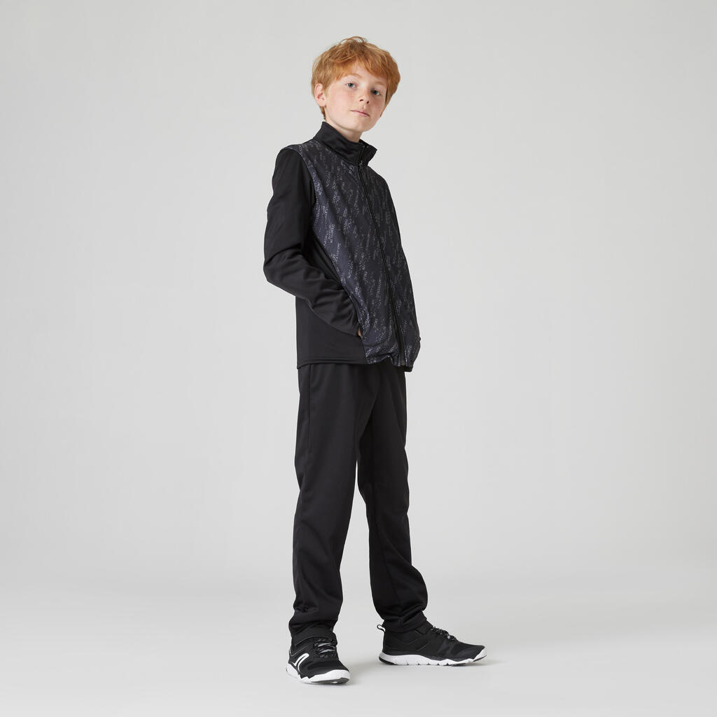 Kids' Breathable Synthetic Tracksuit Gym'y - Black & Print