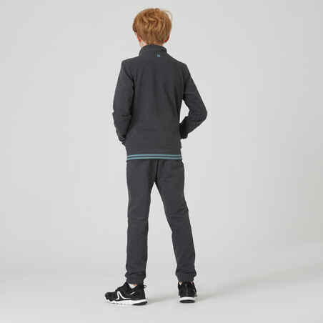 Kids' Brushed Jersey Tracksuit 500 - Dark Grey Marl