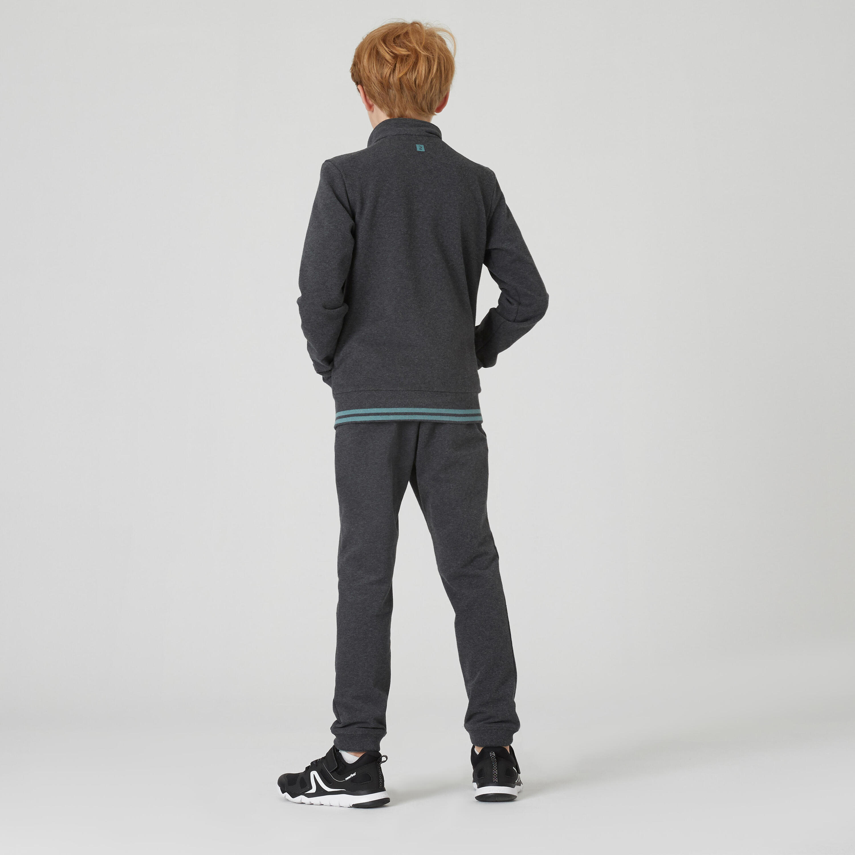 Kids' Warm Tracksuit 500 - Dark Mottled Grey 2/5