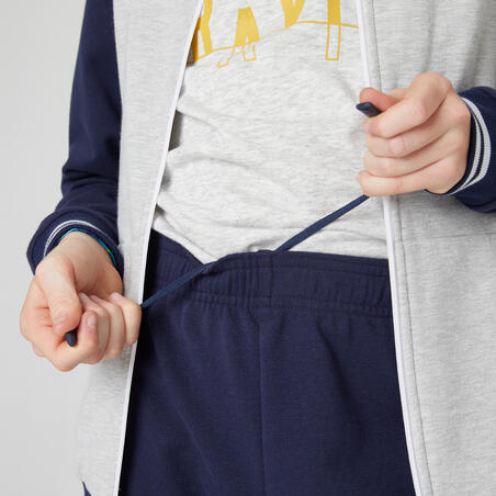 Костюм тренировочный теплый для детей 500, темно-сине-серая куртка, темно-синие брюки