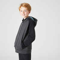 Kids' Breathable Cotton Zip-Up Hoodie 900 - Medium and Dark Grey Marl