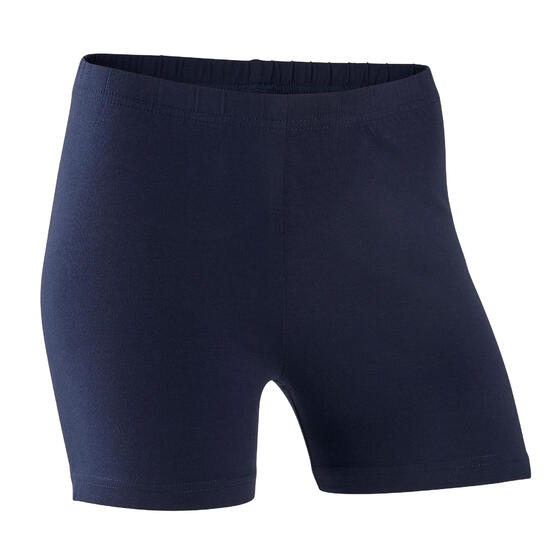 Short multisport court coton fille, bleu marine