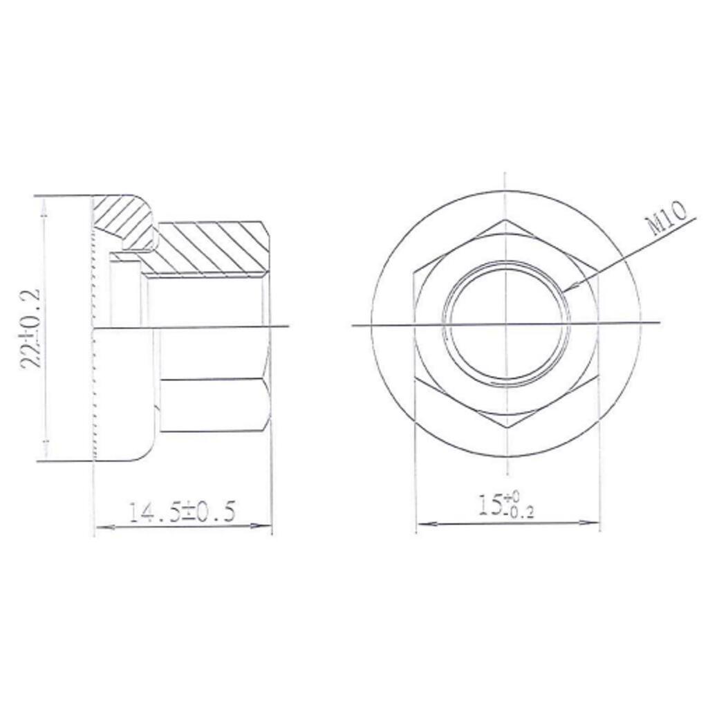 Pair Of Nuts M10 P1.0 For Elops Speed 500 City Bike Rear Wheel