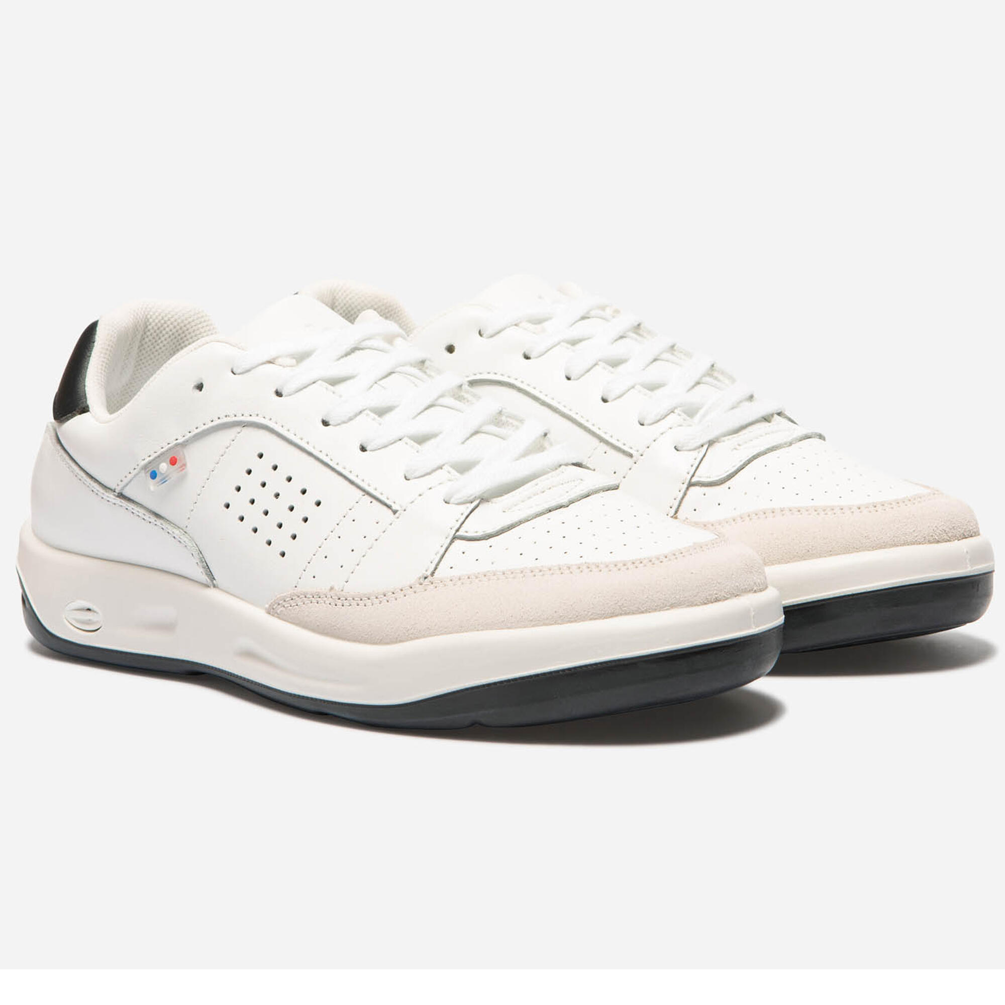 Chaussures cuir marche urbaine homme TBS ALLBINN blanc bleu H 3/4