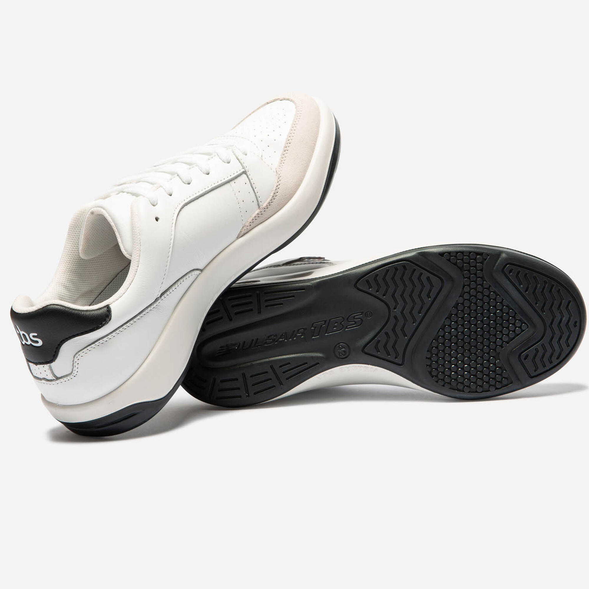 Chaussures cuir marche urbaine homme TBS ALLBINN blanc bleu H 2/4
