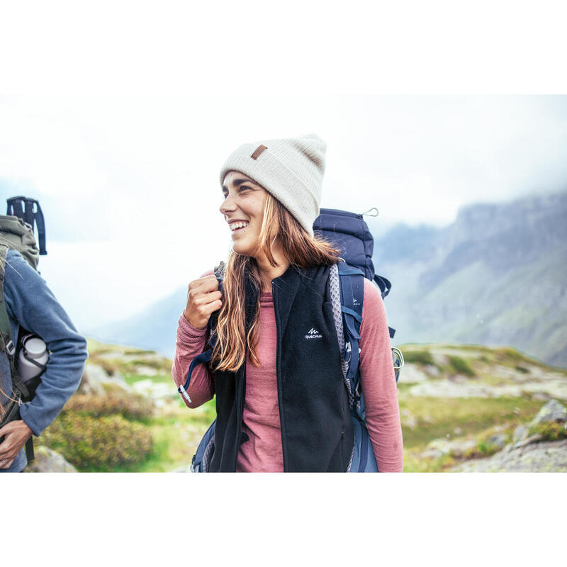 Colete Polar de Caminhada na montanha Mulher MH100 Preto