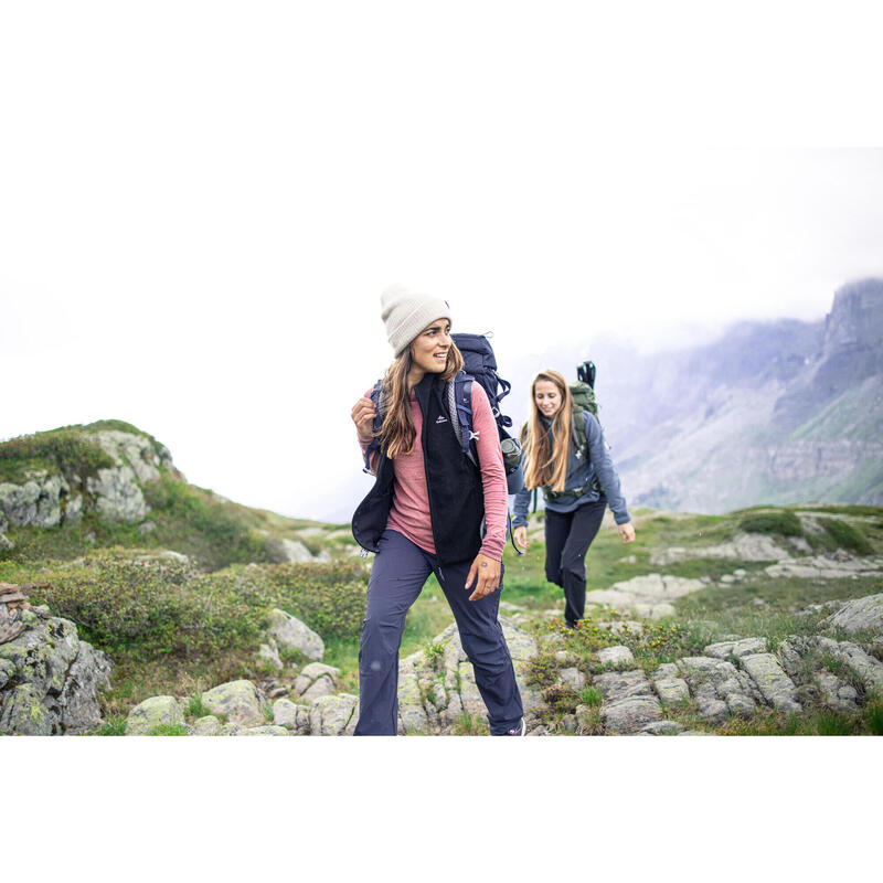Colete Polar de Caminhada na montanha Mulher MH100 Preto