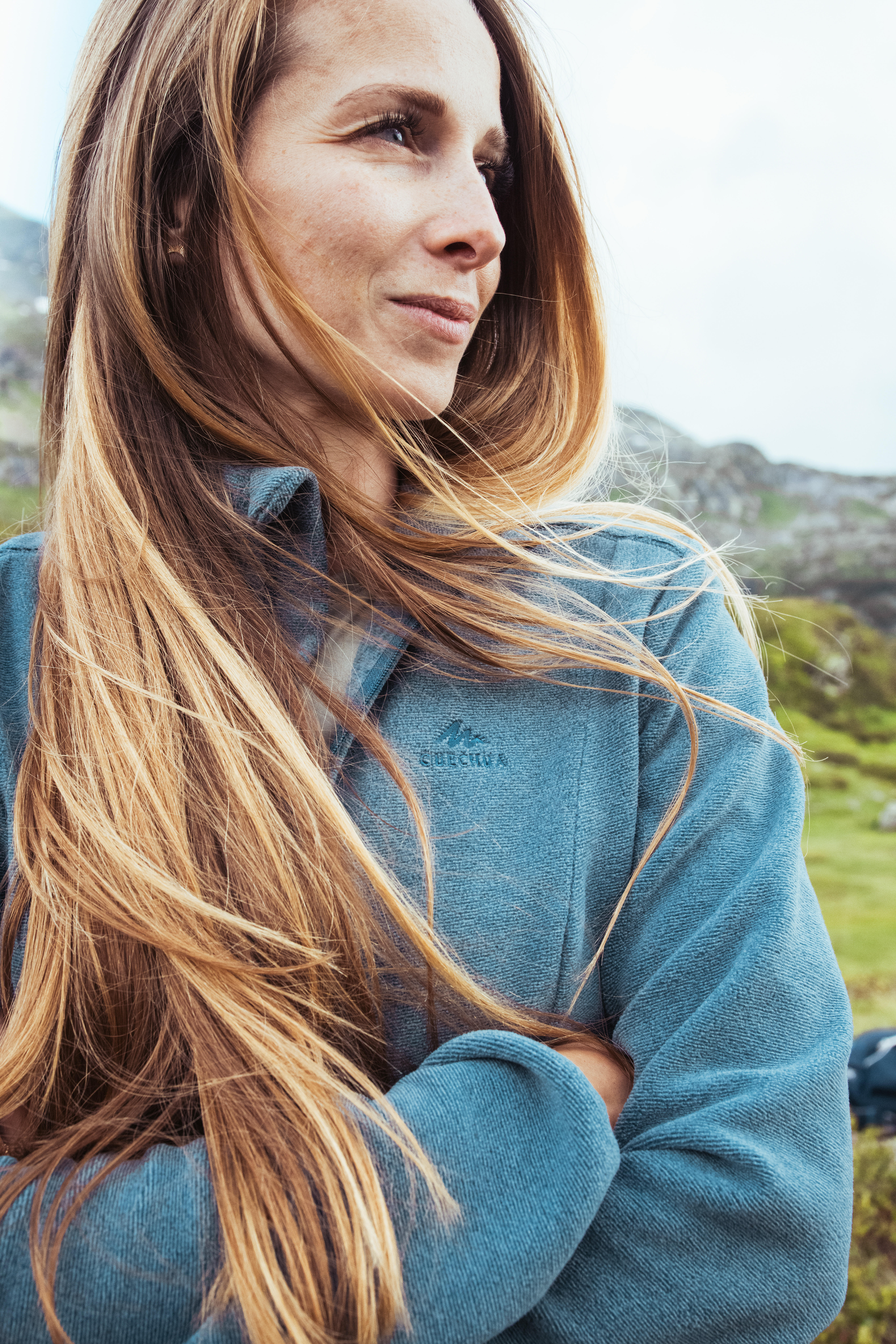 Manteau de randonnée en laine polaire femme – MH 120 turquoise - QUECHUA