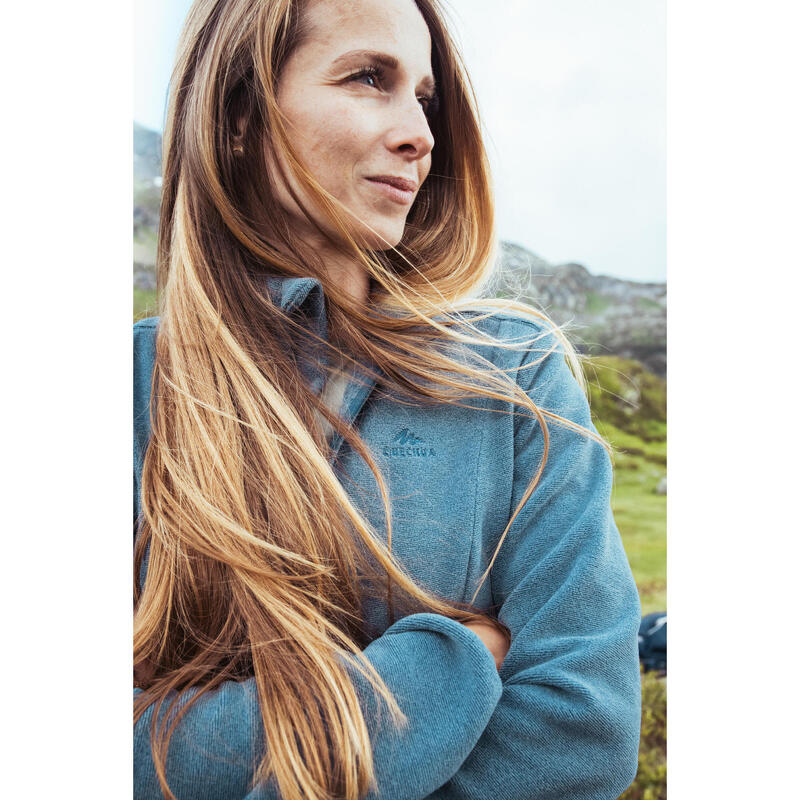 Polaire de randonnée montagne femme, MH100 full zip bleu