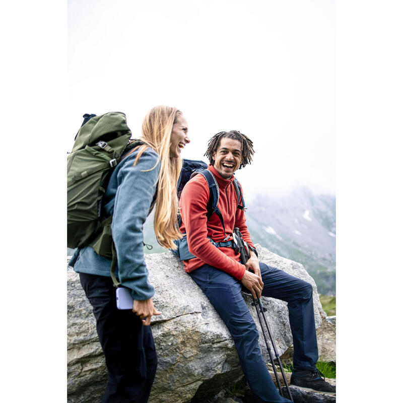 Polaire de randonnée montagne homme, MH100 demi zip rouge