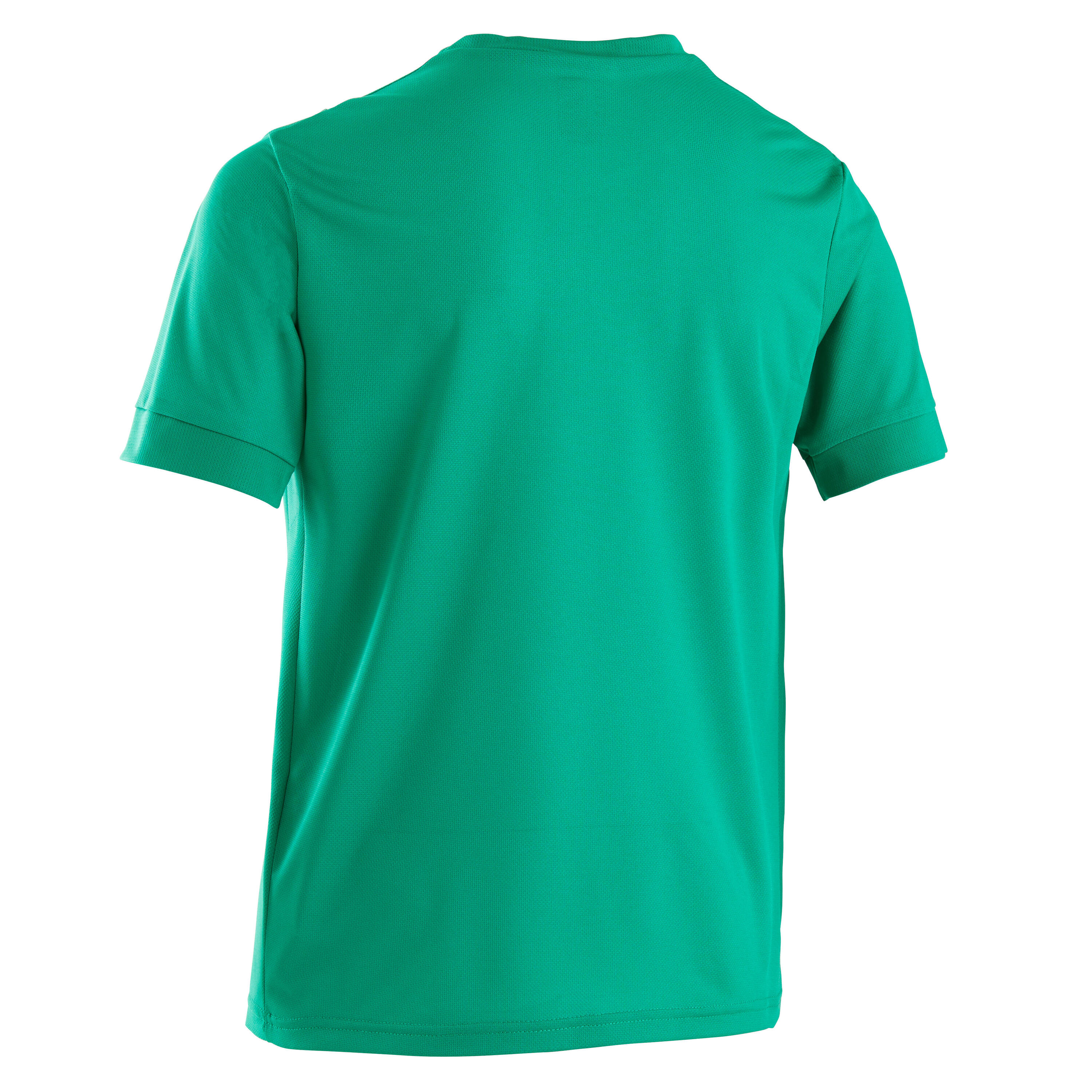 Kids' Short-Sleeved Football Shirt F500 - Plain Green 3/4