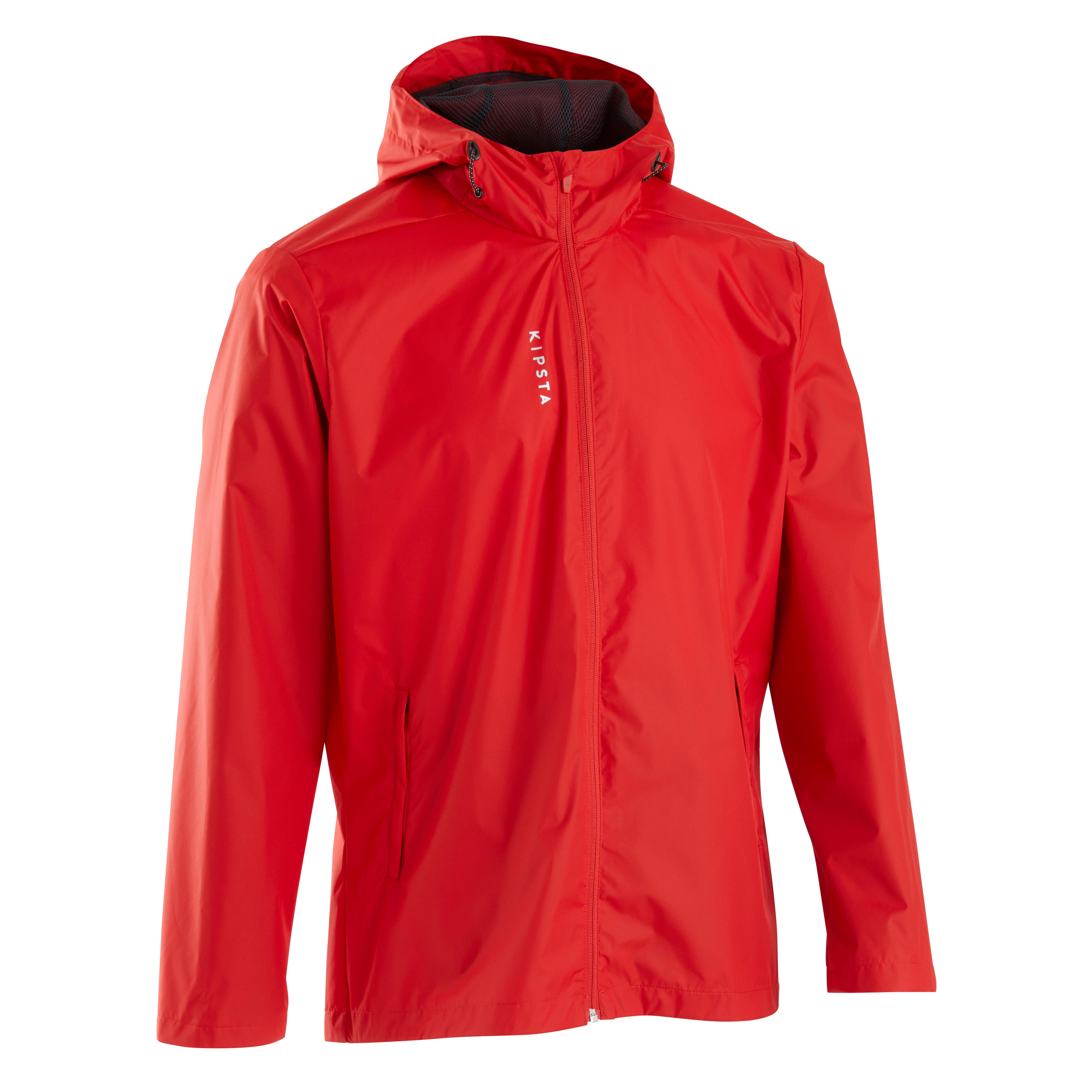 Jachetă Protecție Ploaie Fotbal T100 Roșu Adulţi