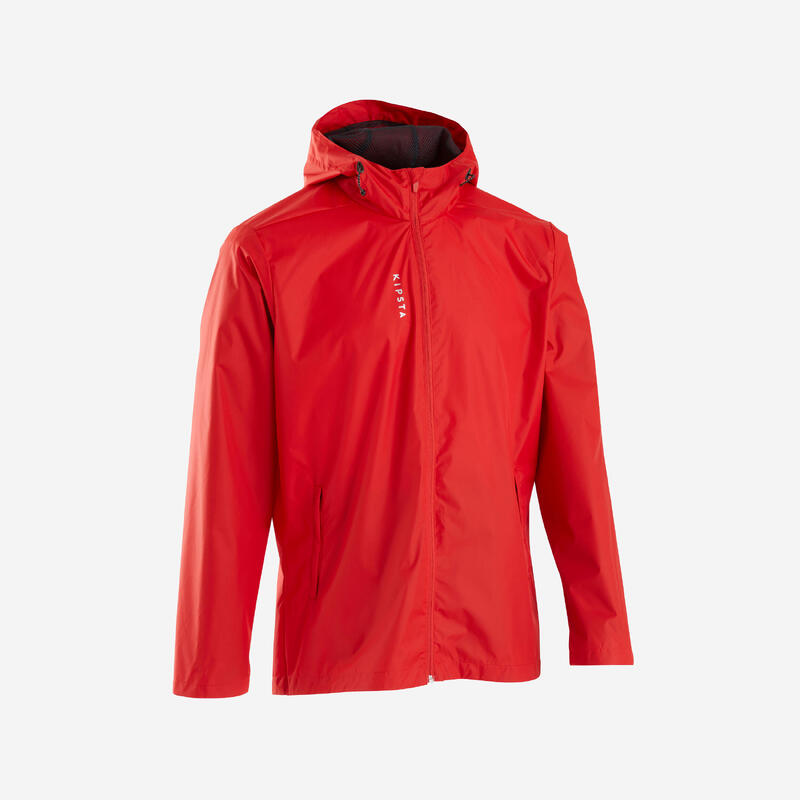 Jachetă Protecție Ploaie Fotbal T100 Roșu Adulţi 