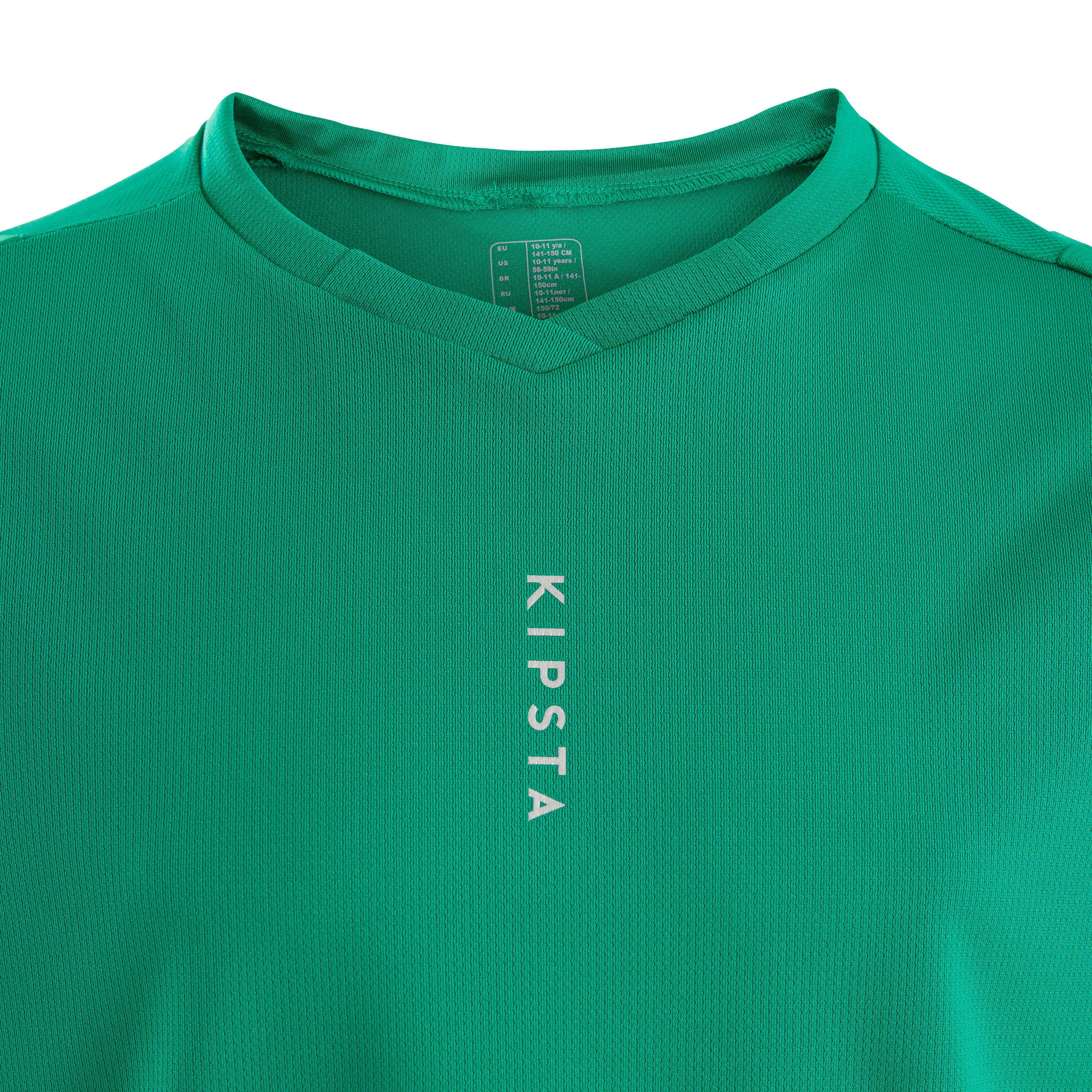 Kids' Short-Sleeved Football Shirt F500 - Plain Green 4/4