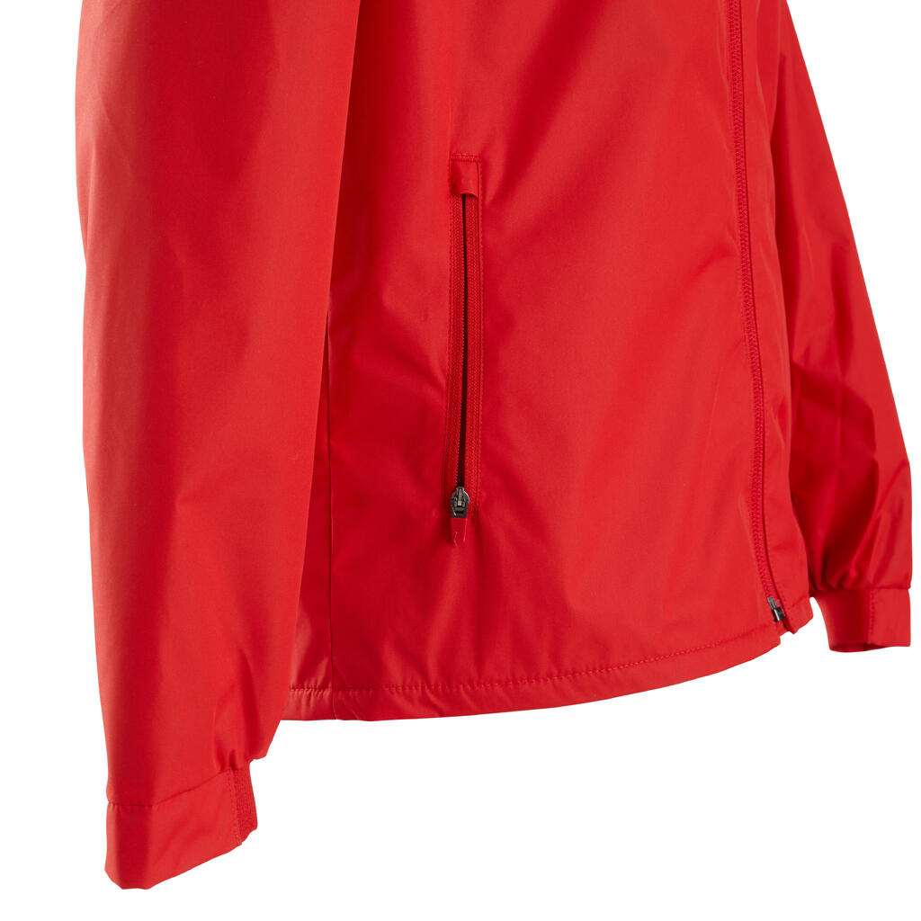 Bērnu lietusnecaurlaidīga futbola jaka “T500”, sarkana