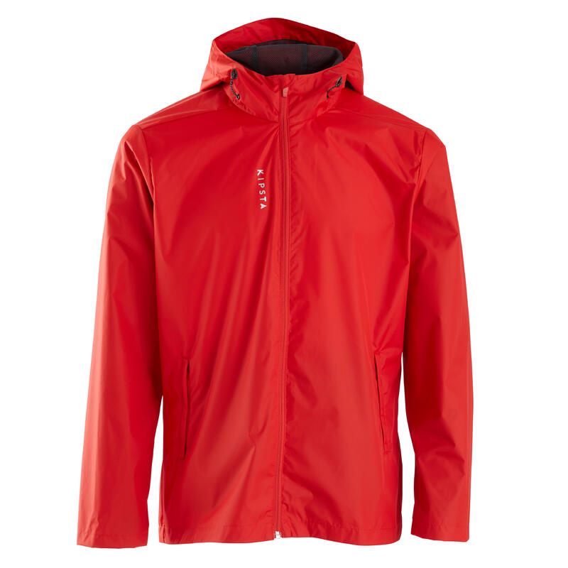 Damen/Herren Fussball Regenjacke wasserdicht - T100 rot