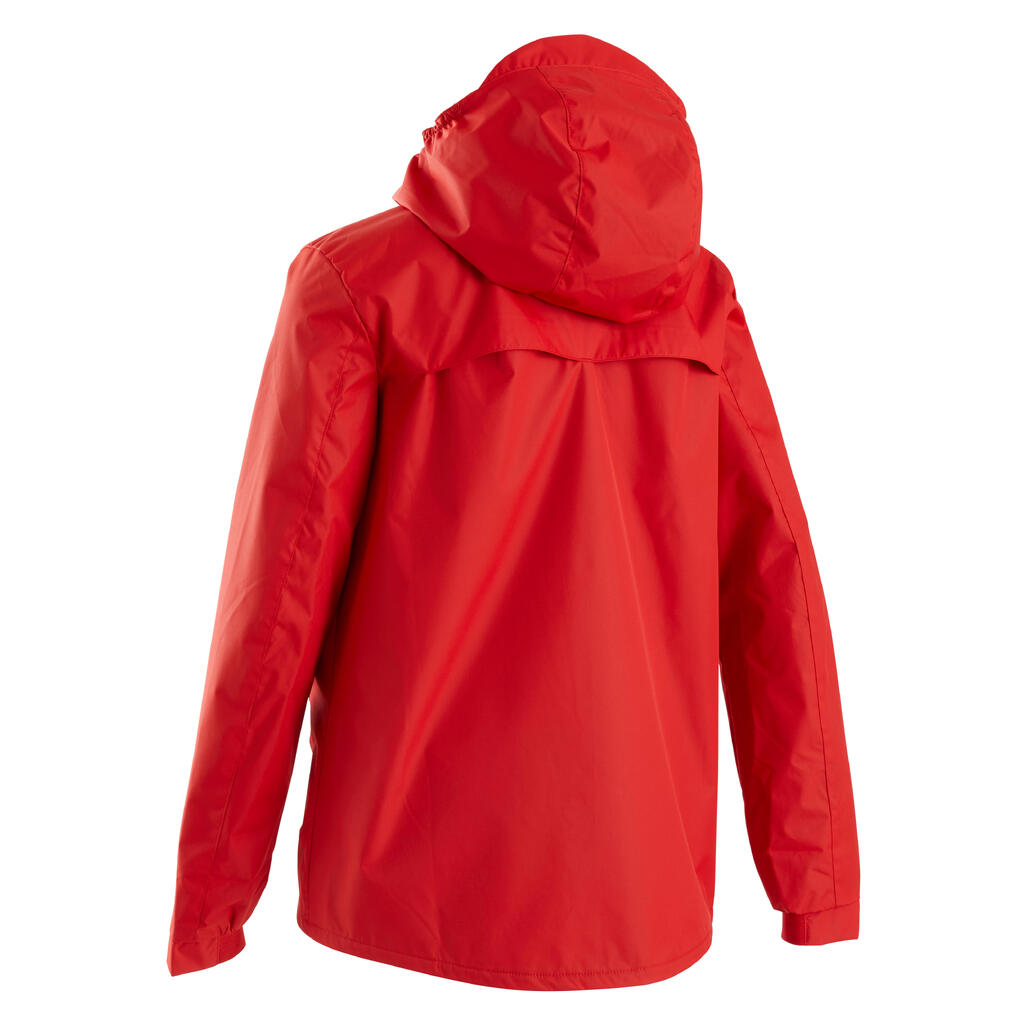Bērnu lietusnecaurlaidīga futbola jaka “T500”, sarkana