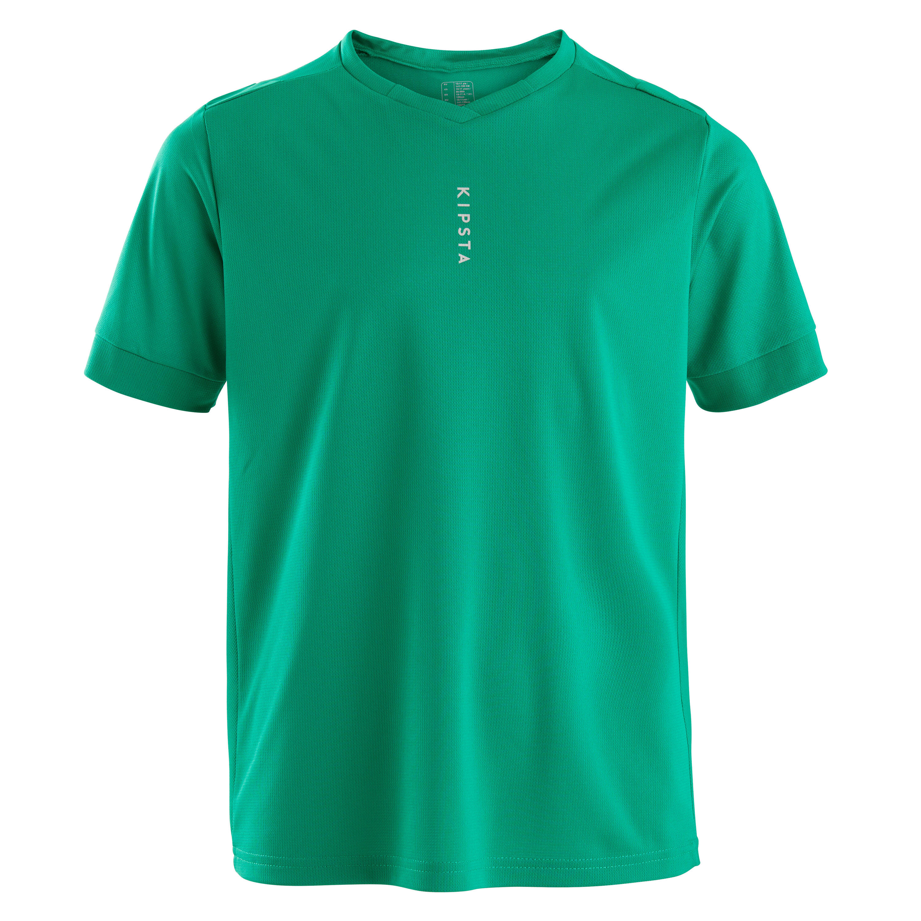 Kids' Short-Sleeved Football Shirt F500 - Plain Green 2/4