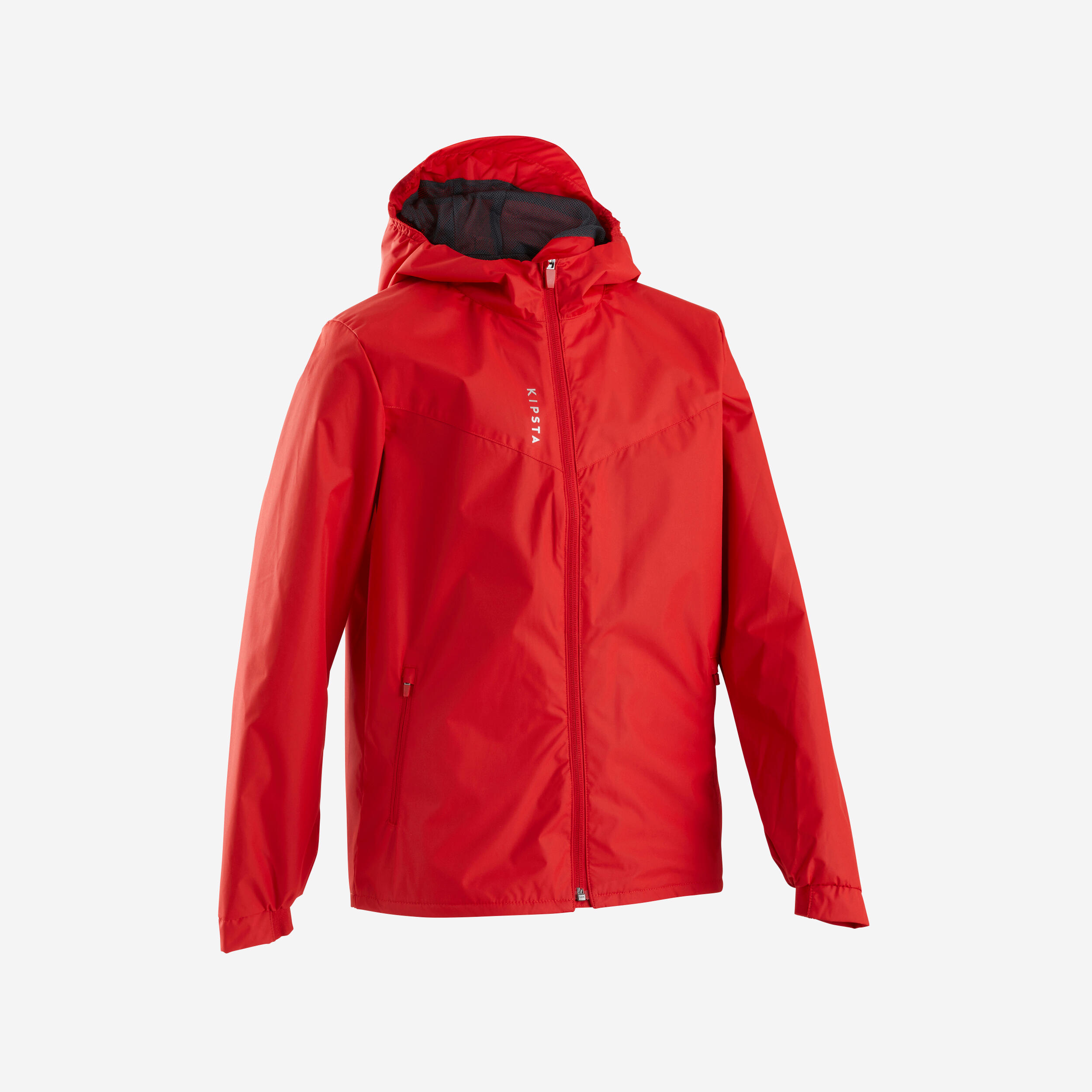 Kids' Rainproof Football Jacket T500 - Red 1/5