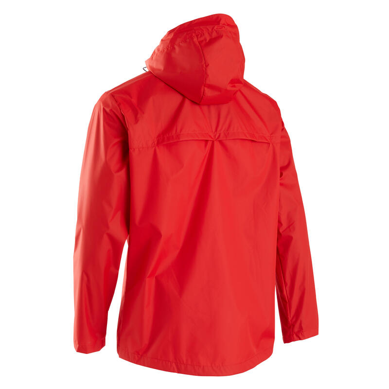 Jachetă Protecție Ploaie Fotbal T100 Roșu Adulţi 